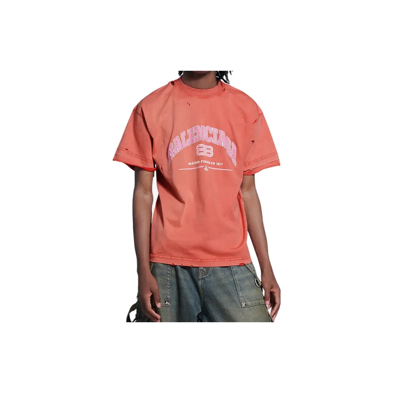 Balenciaga Women's Maison Balenciaga Medium Fit T shirt Red-2