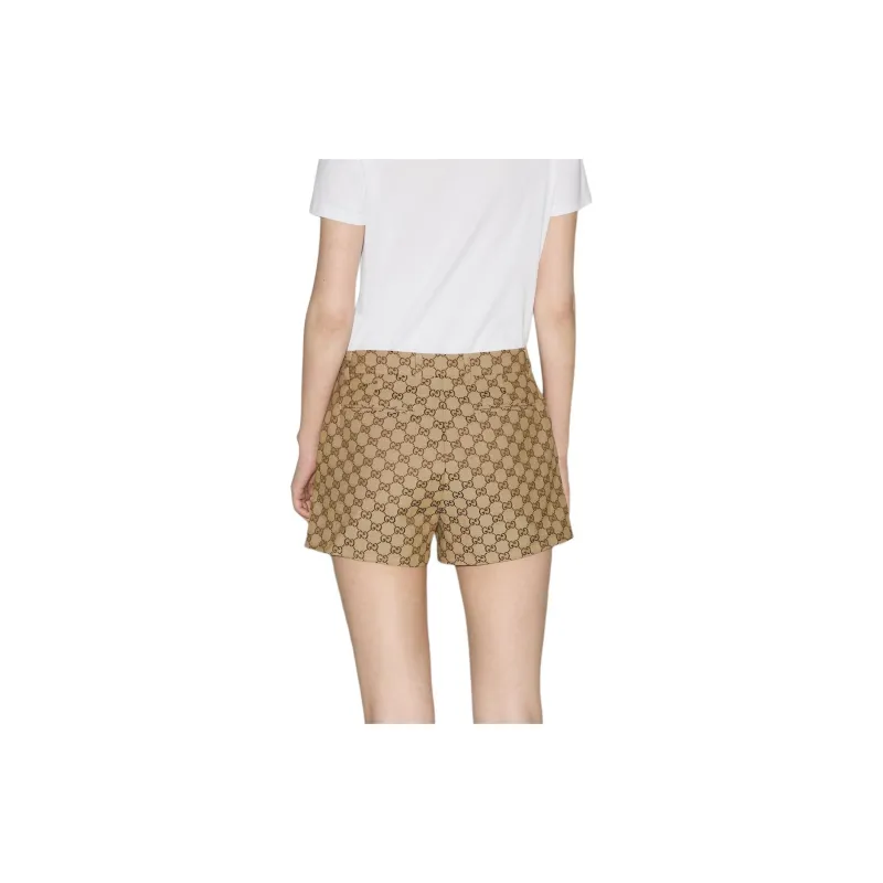 GUCCI Logo Shorts Beige And Ebony-8