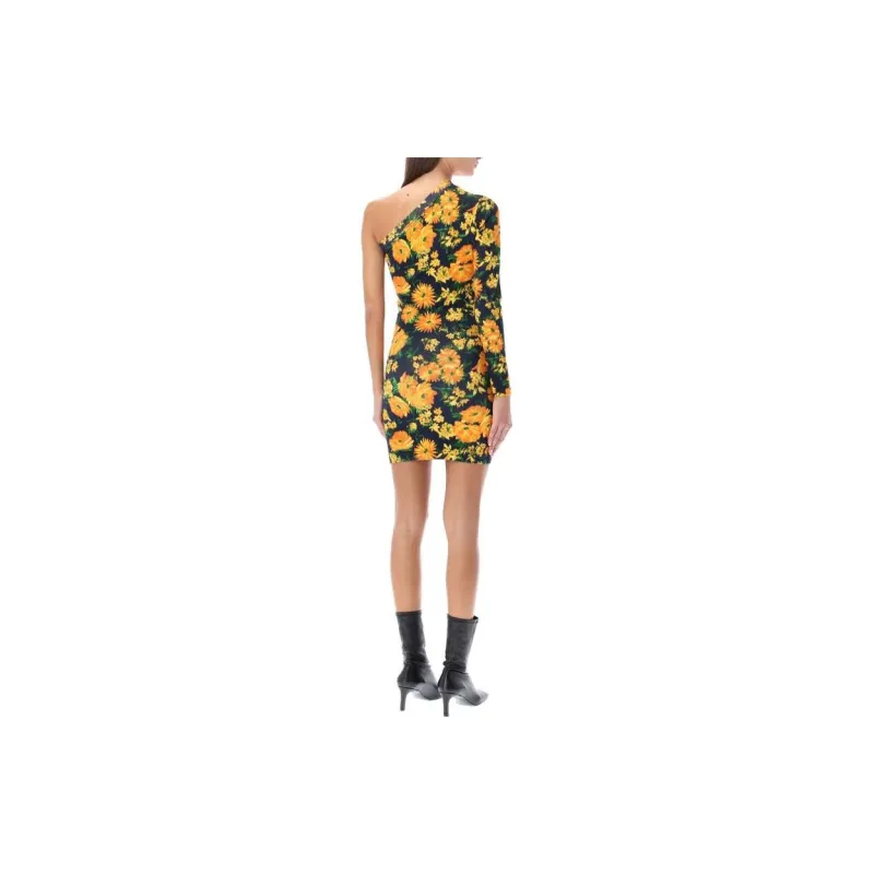 Balenciaga Floral Printed One Shoulder Dress-4