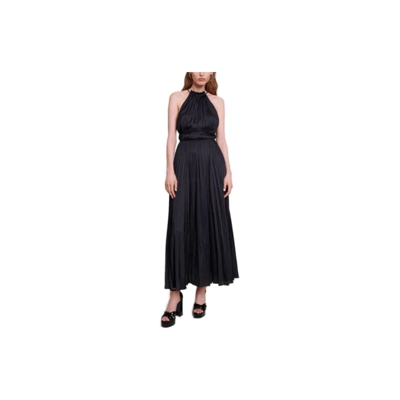 Maje Pleated Satin Maxi Dress-1