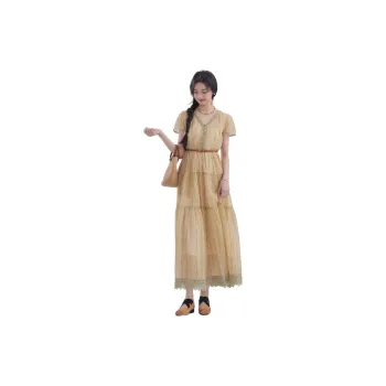 DEAR DEER PUFF Short-Sleeved Dresses Women's Yellow