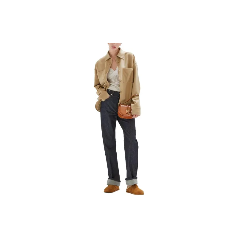 FENDI Coats Women's Khaki-2