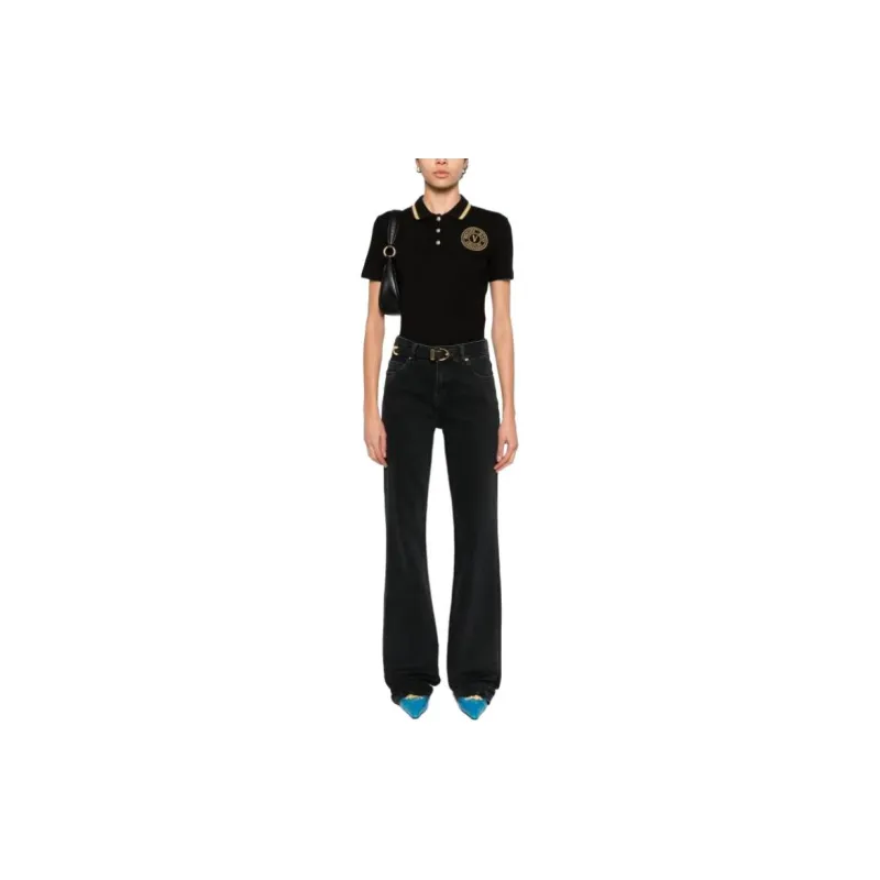 VERSACE JEANS COUTURE V Emblem Piqué Polo Shirt-1