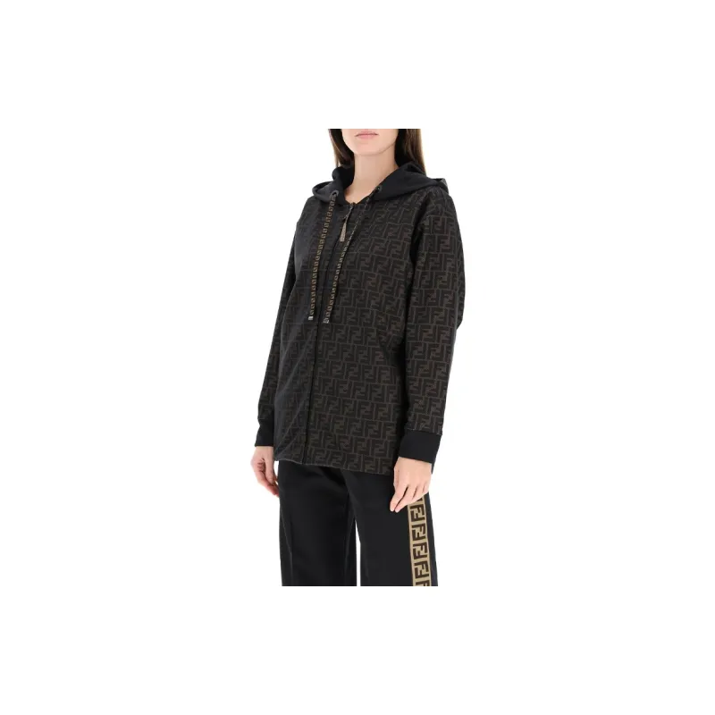 FENDI Sweatshirt Coat Women's Black-3