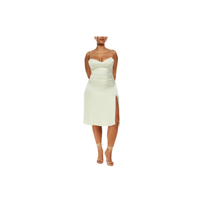 ARITZIA Wilfred Glaze Satin Dress Slip Dresses Women's Rainwash Green/Light Green-2