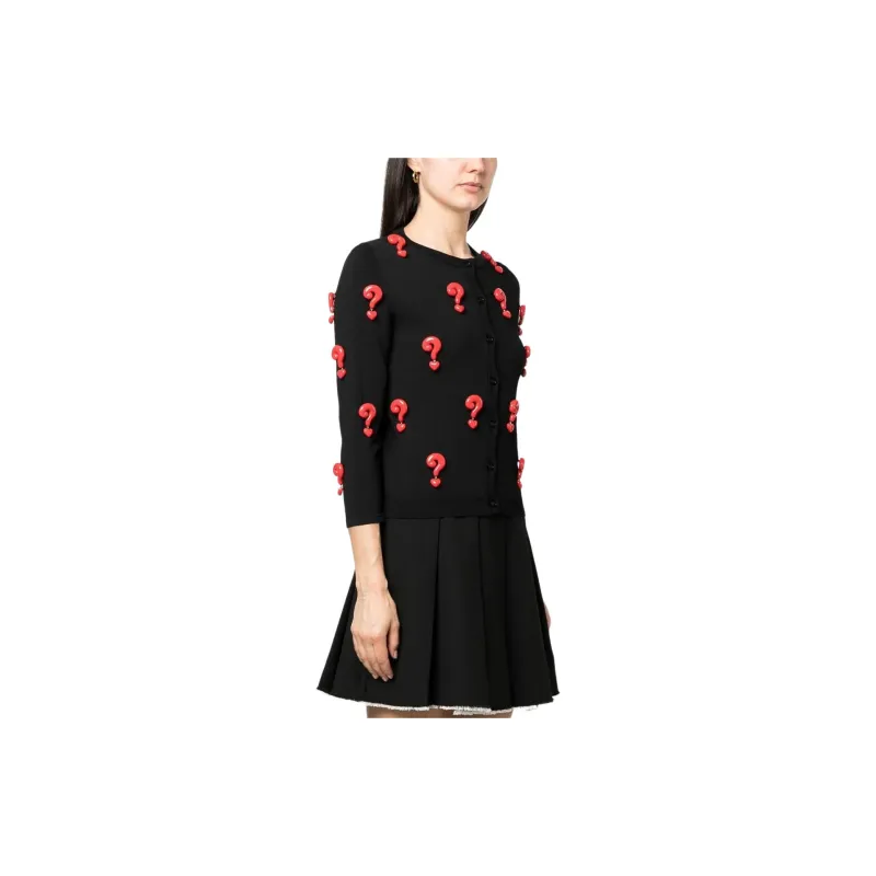MOSCHINO Red Question Marks Elastic Cardigan-3