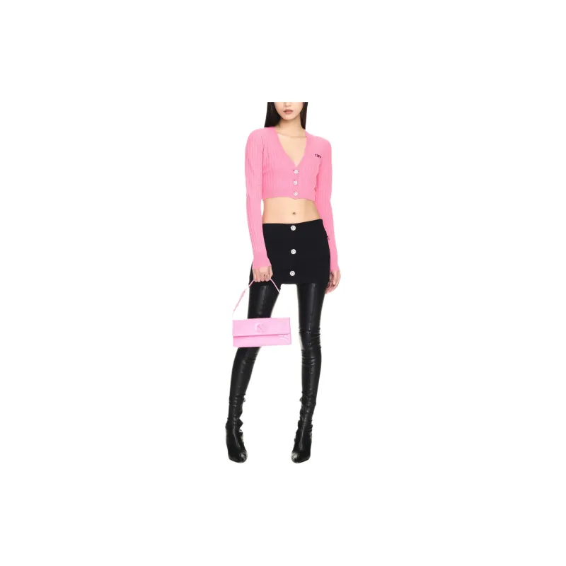 OFF WHITE V Neck Cropped Cardigan-3