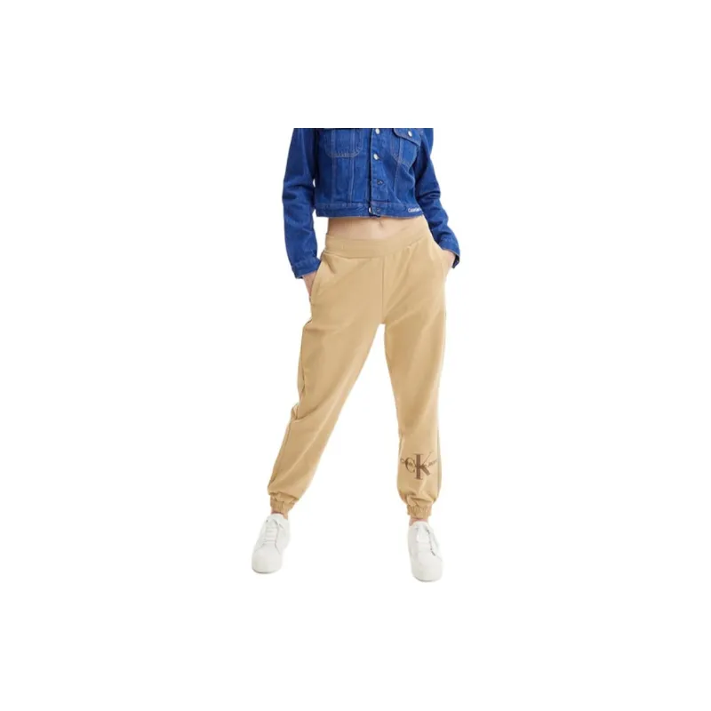 CALVIN KLEIN Knitted Sports Pants Women's Light Brown-1