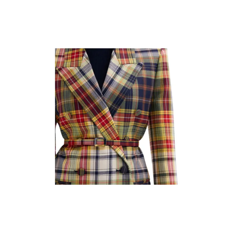 Oscar De La Renta Checked Double-breasted Blazer-3