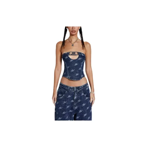 Jaded London Strapless Tops Women's Blue