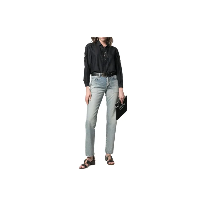 SAINT LAURENT Button Detailed Skinny Jeans-1