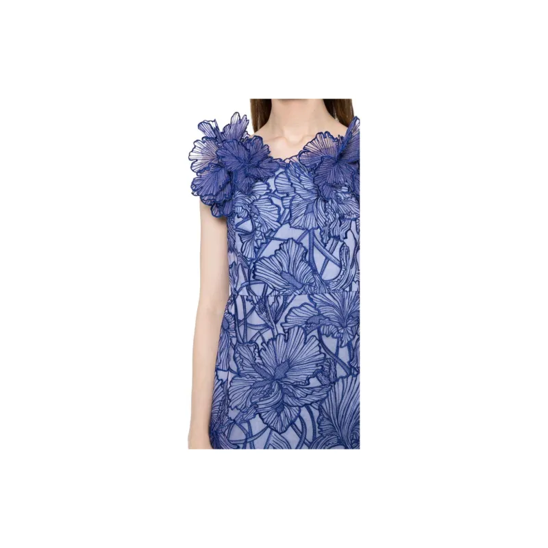 Marchesa Notte Floral embroidered Off shoulder Minidress-3