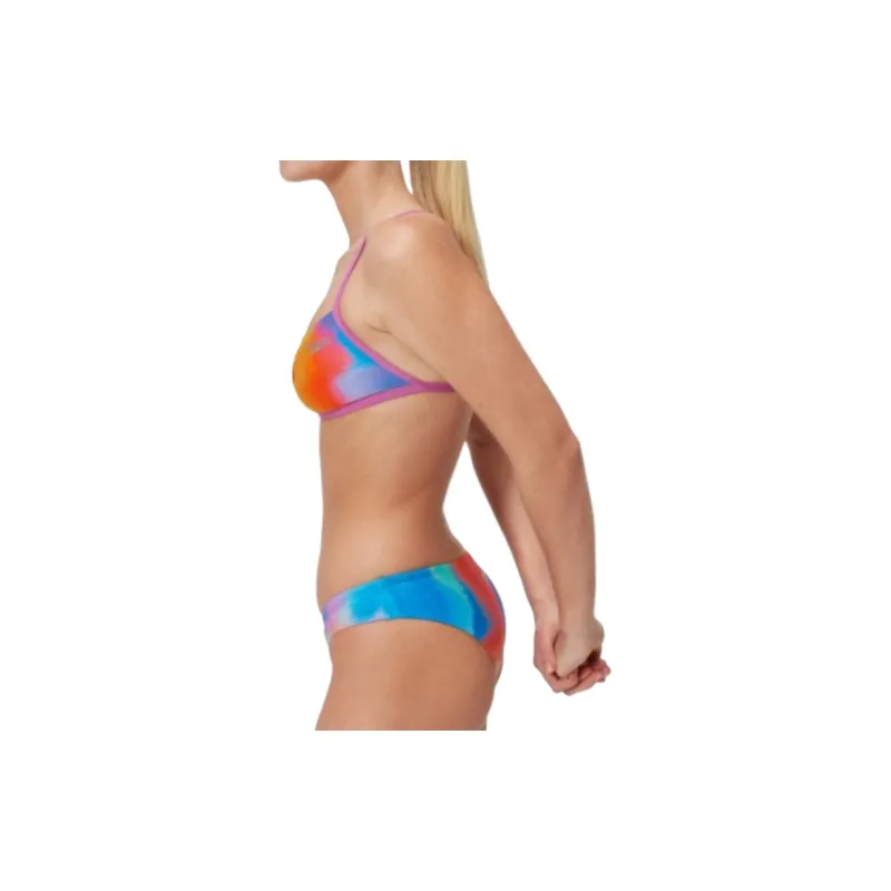 Speedo Women's Club Training Allover Digital Hipster Brief Bikini Two-Piece Swimsuits Women's Pink/Yellow-3