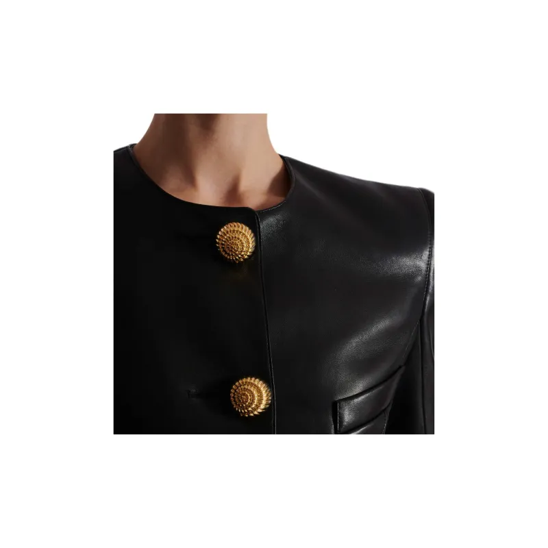 BALMAIN Leather Peplum Jacket-6