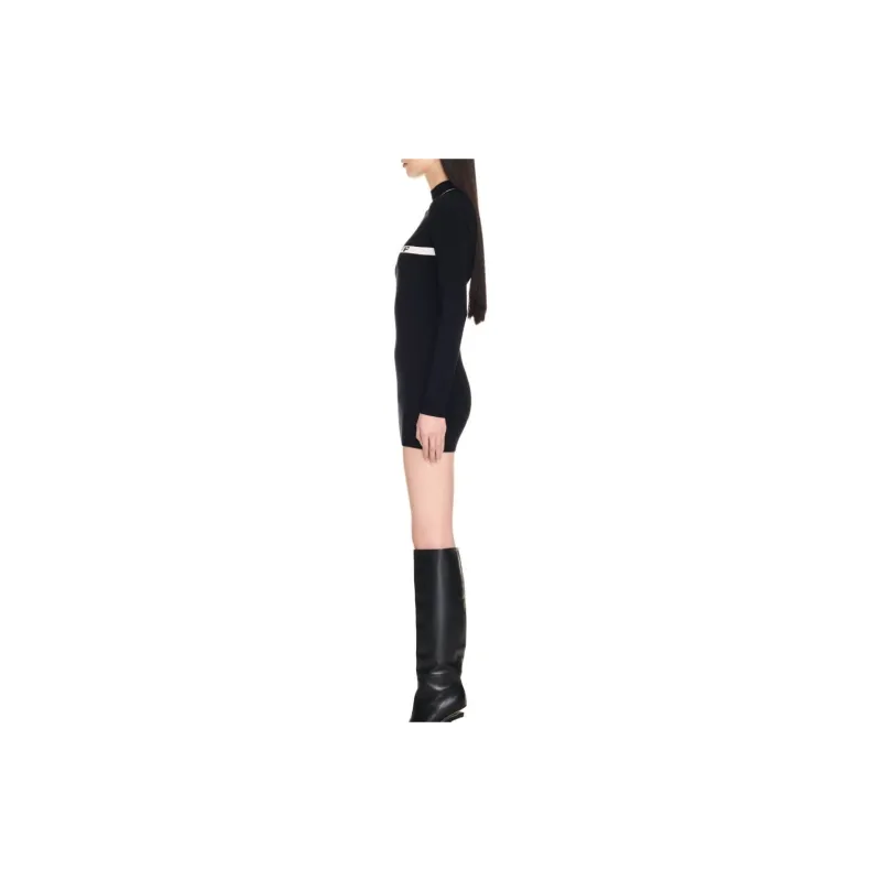 OFF WHITE Mock Neck Long Sleeved Mini Dress-3