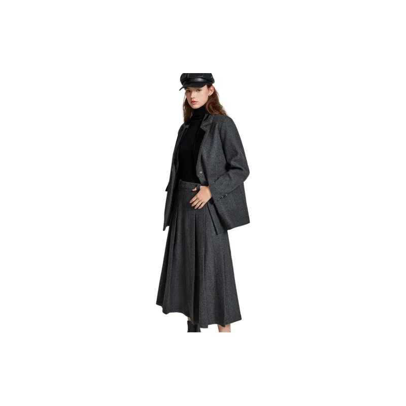 Liedu Casual Long Skirt Women's Charcoal Gray-3