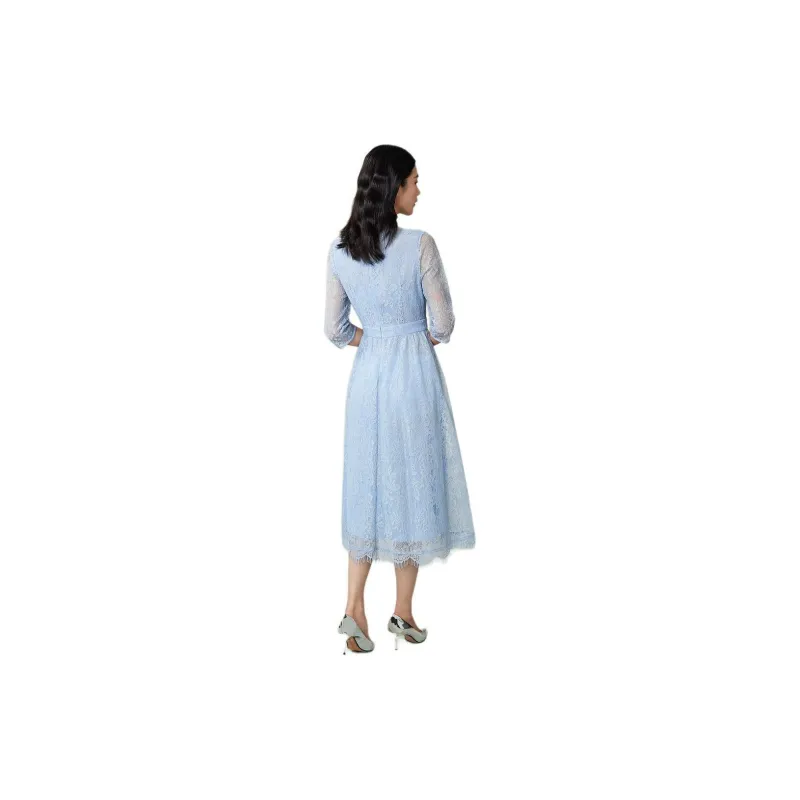 BBLLUUEE Long Sleeved Dress Women's Light Aqua Blue-3