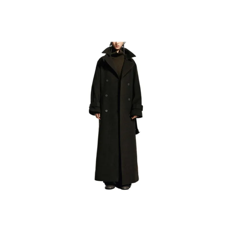 H&M Coats Women's Dark Khaki Green-2