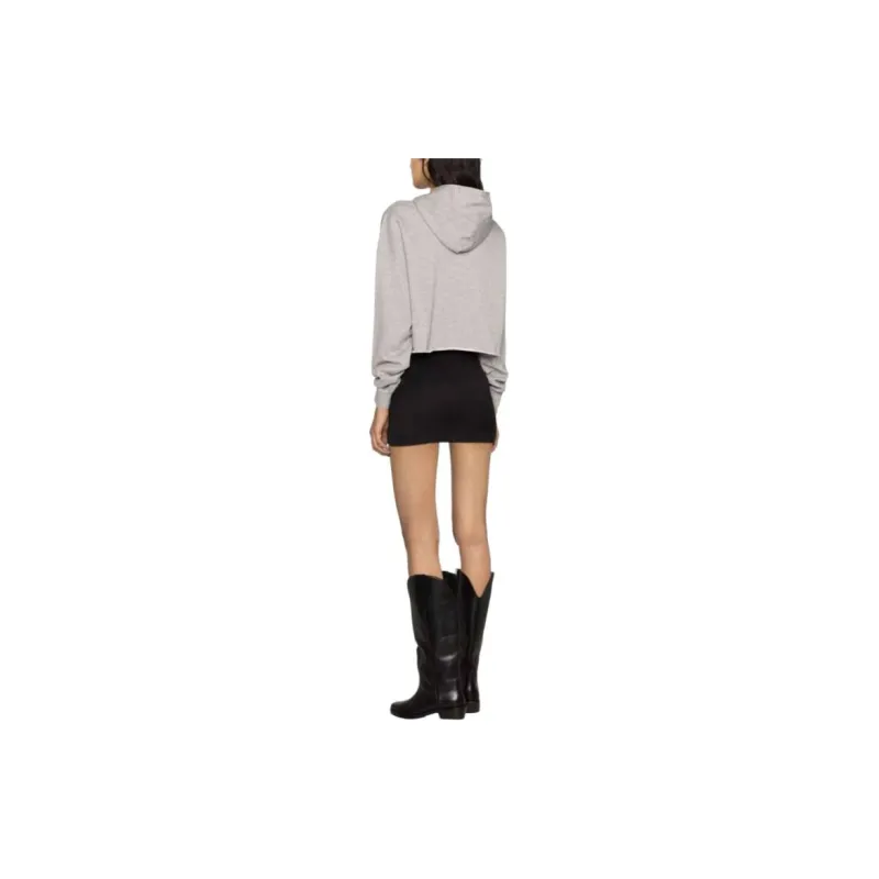 GANNI Logo Embroidered Drawstring Cropped Hoodie-4