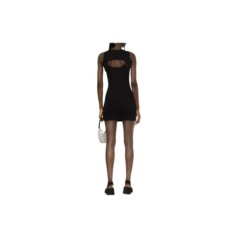 OFF WHITE Off Stamp Ribbed Mini Dress Black-2