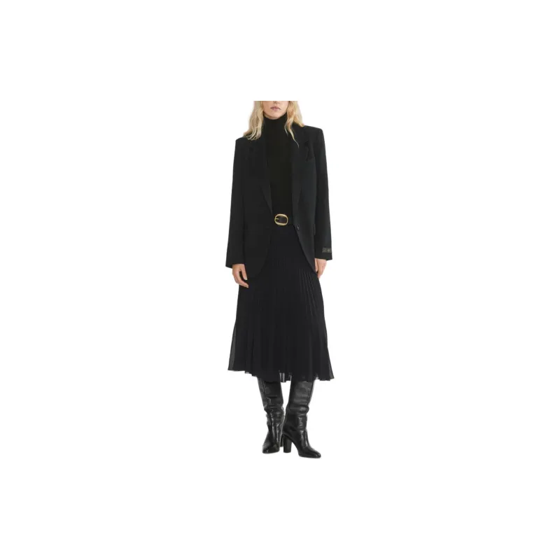 ARITZIA Wilfred New Twirl Pleated Skirt Casual Long Skirts Women's BLACK/Black-2