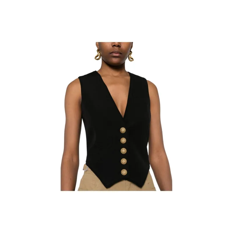 BALMAIN V Neck Sleeveless Gilet-4