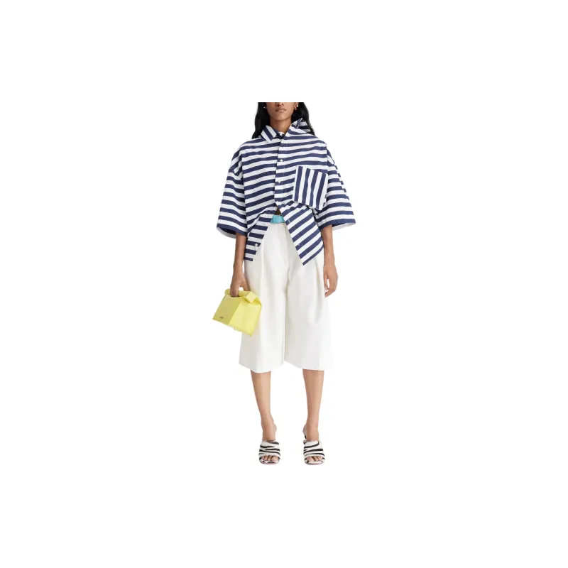 Jacquemus FW24 Asymmetric Striped Shirt Shirt Women's White Blue Stripes/Blue White Stripes-1