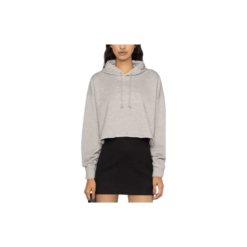 GANNI Logo Embroidered Drawstring Cropped Hoodie-2