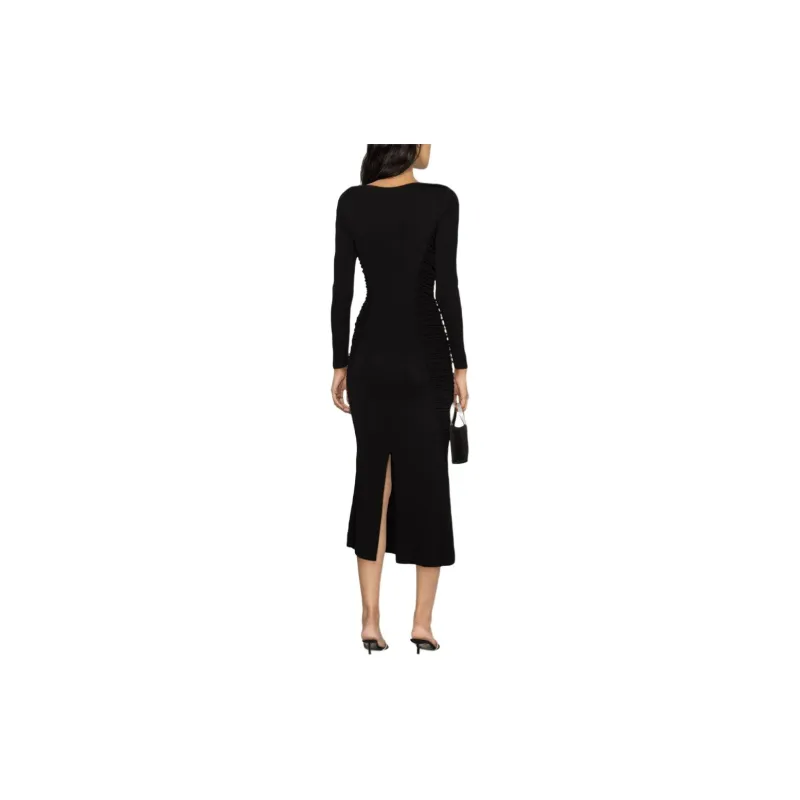 PINKO Scoop neck Ruched Midi Dress-2