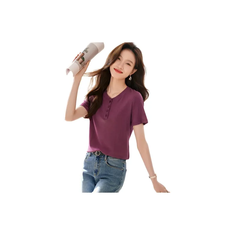 Mo Han Yi Mei T Shirt Women's Rose Purple-2