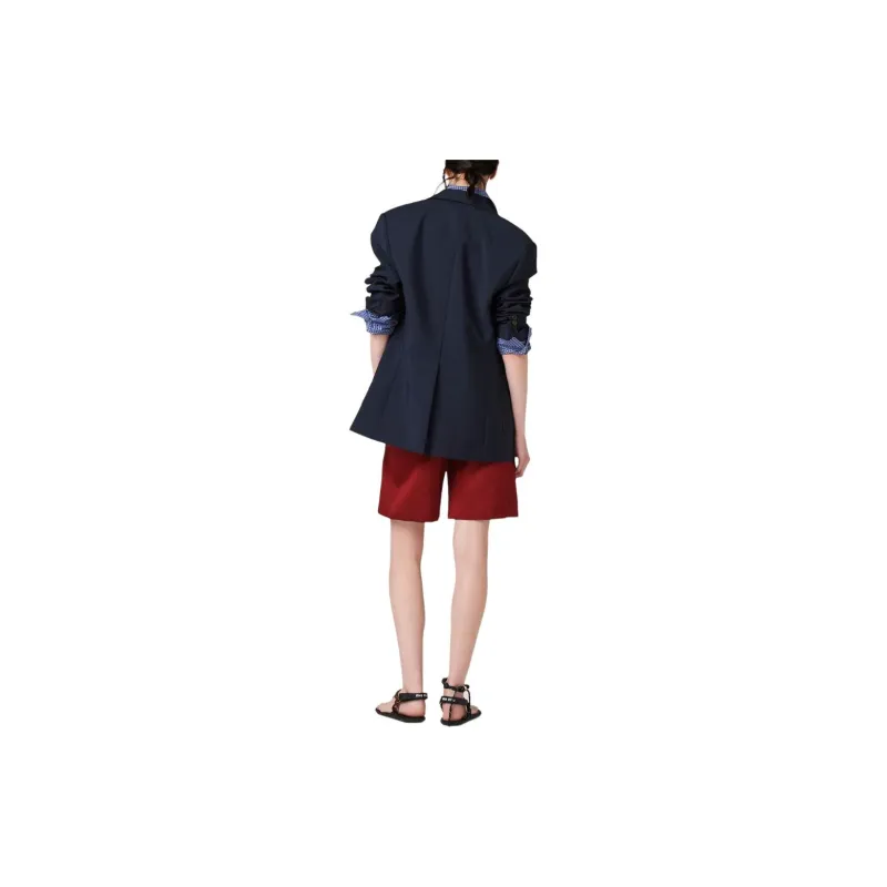 MIU MIU Contrasting-waistband Satin Shorts-2