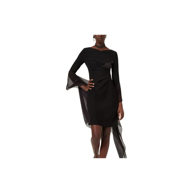 EMPORIO ARMANI SS21 Long Sleeved Dress Women's Black-5