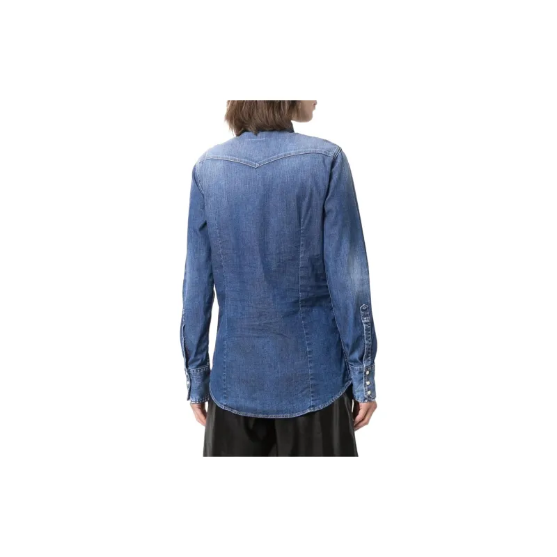 DSQUARED 2 Logo-Printed Snapped Denim Shirt-2