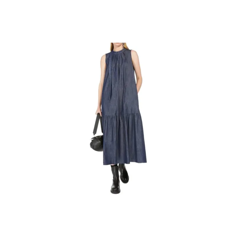 WEEKEND MaxMara Crewnek Sleeveless Denim Dress-1