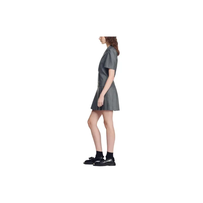 Sandro Short Sleeved Dresses Women's Medium Gray-3