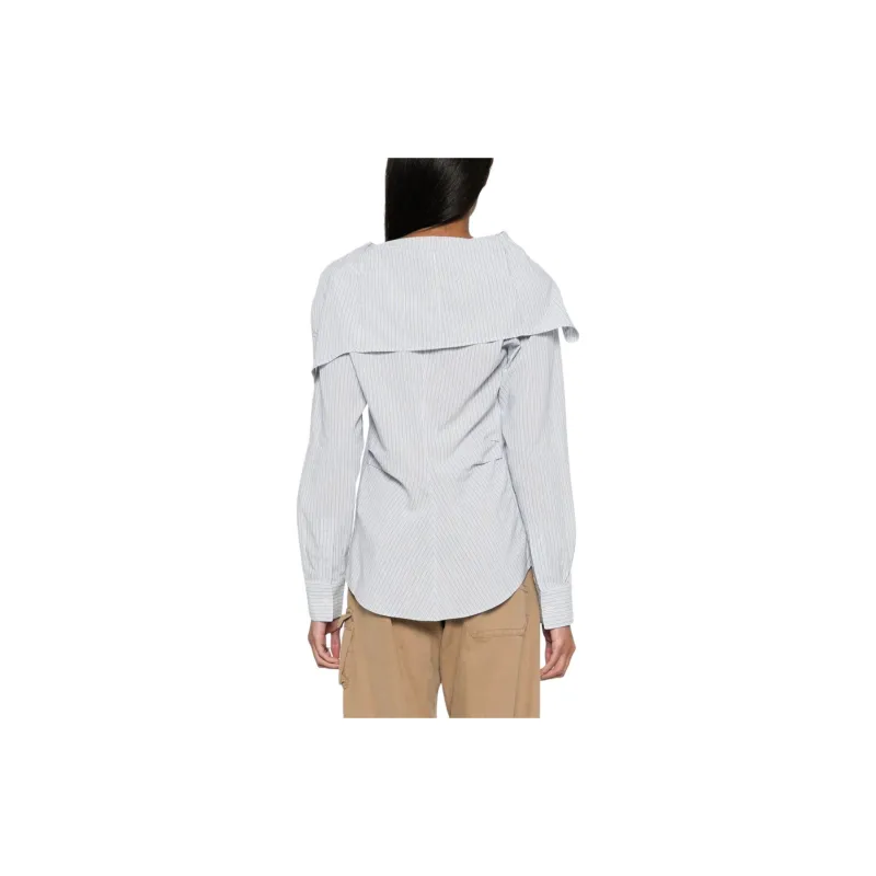 Acne Studios Stripe Detailed Off Shoulder Shirt-1