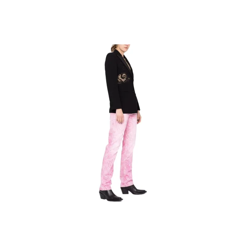 VERSACE Embroidered Silk Blend Blazer 'Black'-3
