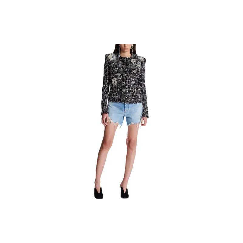 BALMAIN Collarless Tweed Jacket-1