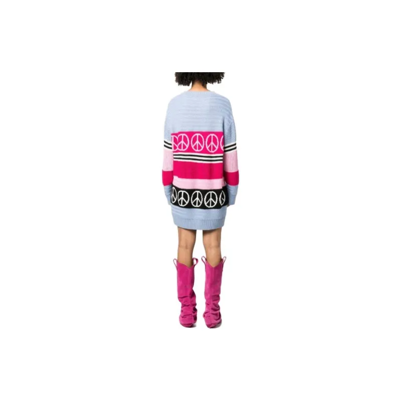 MOSCHINO Peace Sign Colour block Sweater Dress-3