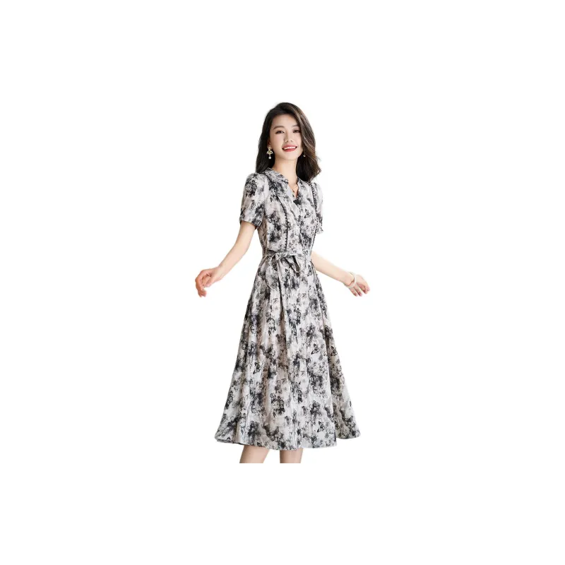 Mylan Short Sleeved Dress Women's Black Floral-3