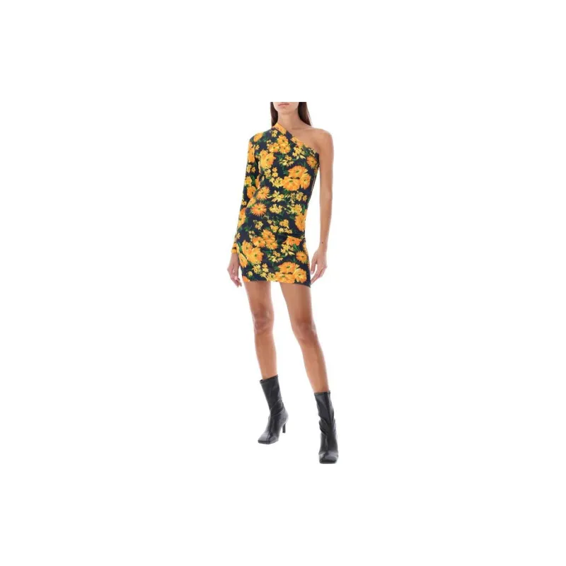 Balenciaga Floral Printed One Shoulder Dress-3
