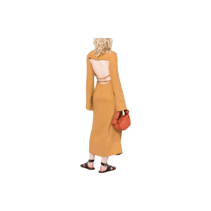 NANUSHKA Open-back Linen Midi Wrap Dress-2