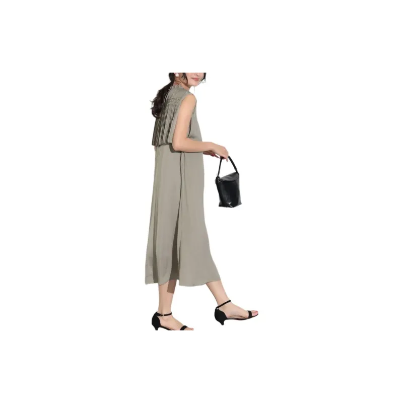 Beams Sleeveless Dress Women's Gray Green-3