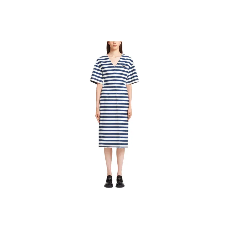 PRADA Short-Sleeved Dresses Women's Blue-1