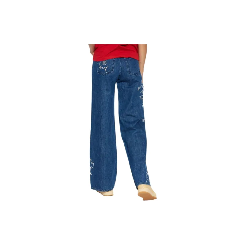 KENZO Floral Embroidered Wide Leg Jeans-1