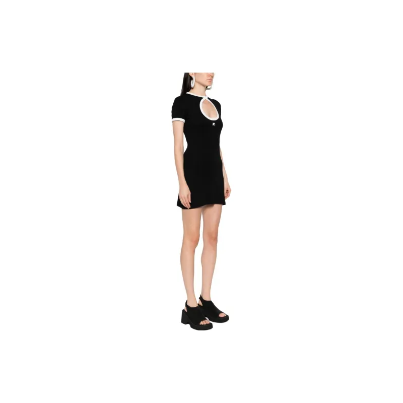 Courrèges Circle Dry Jersey Mini Dress 'Black/Heritage White'-3