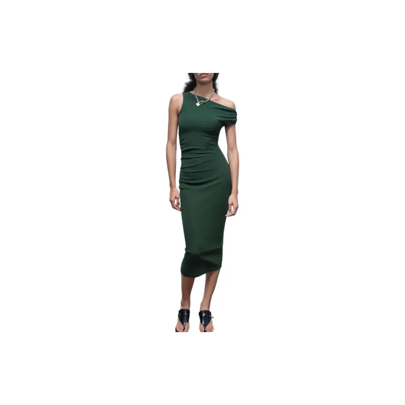 ZARA Sleeveless Dress Women's Dark Green-2