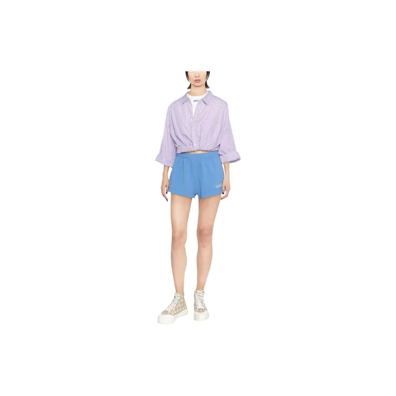 SPORTY & RICH Slogan Print Shorts-1