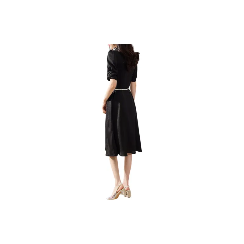 Hang Yi Court SS24 Short Sleeved Dresses Women's Black-2