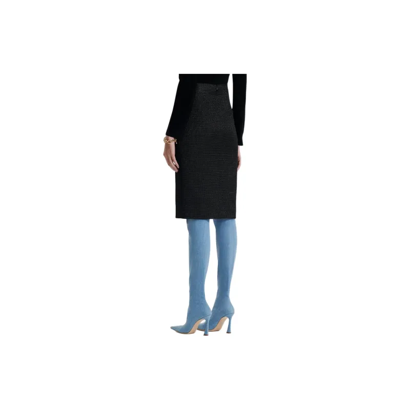 SCANLAN THEODORE Tinsel Gingham Skirt Casual Long Skirts Women's Black-2